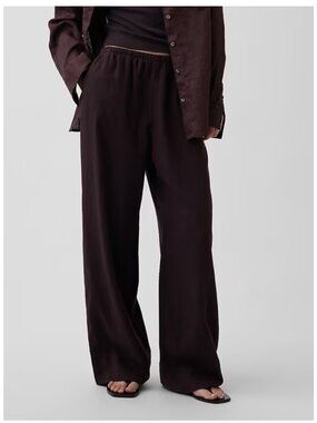 GAP Linen-Blend Easy Wide-Leg Pants Terra Brown Small NEW NWT 877623